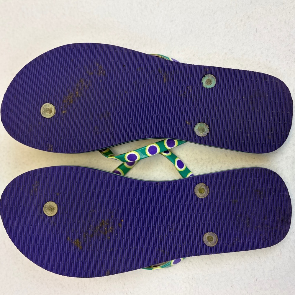 Vera Bradley Heather Paisley Flip Flops Thong Sandals Teal Women Size LARGE - Picture 8 of 8